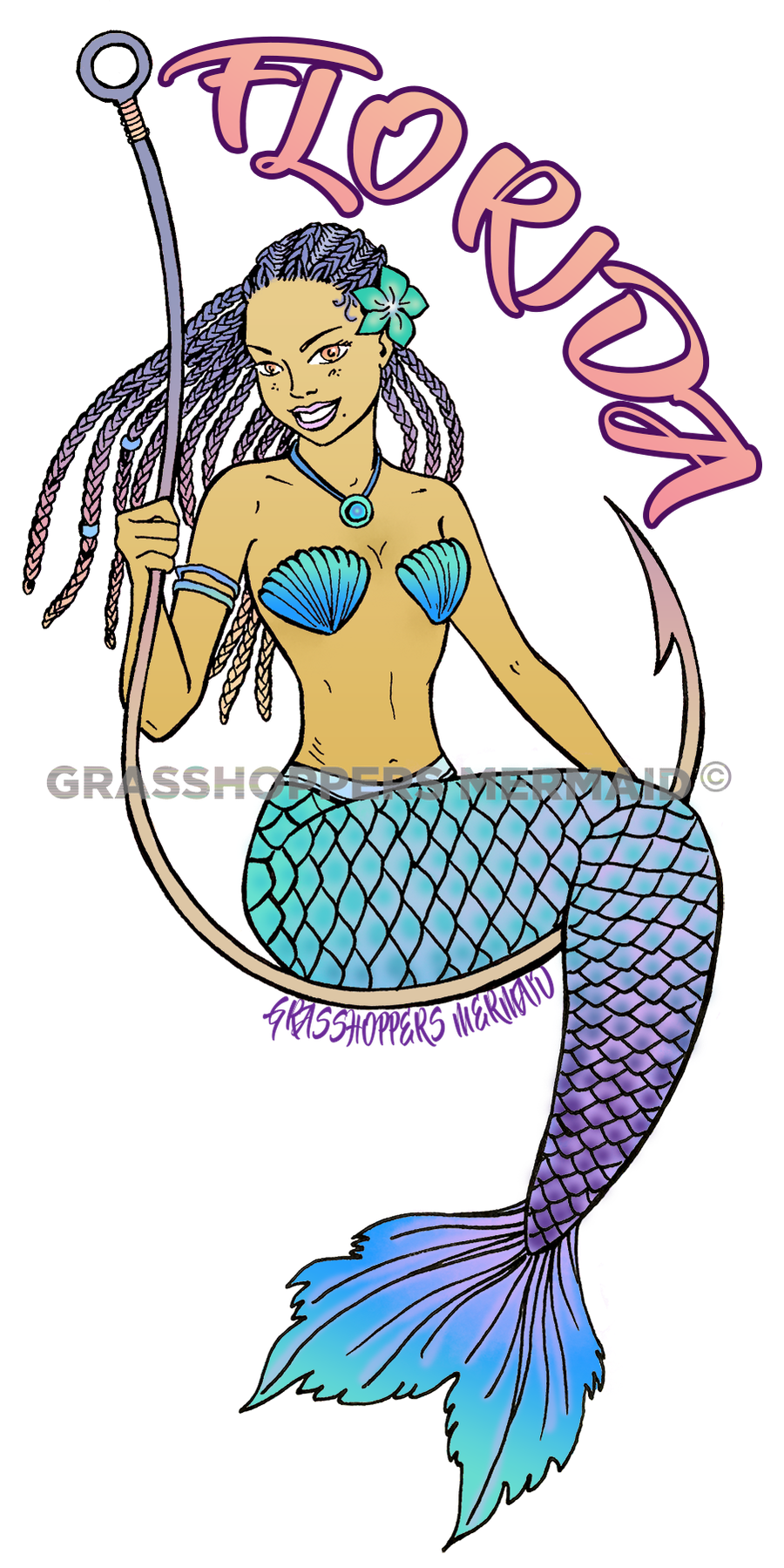 Mermaid Fishing Hook Sticker – Grasshopper's Mermaid