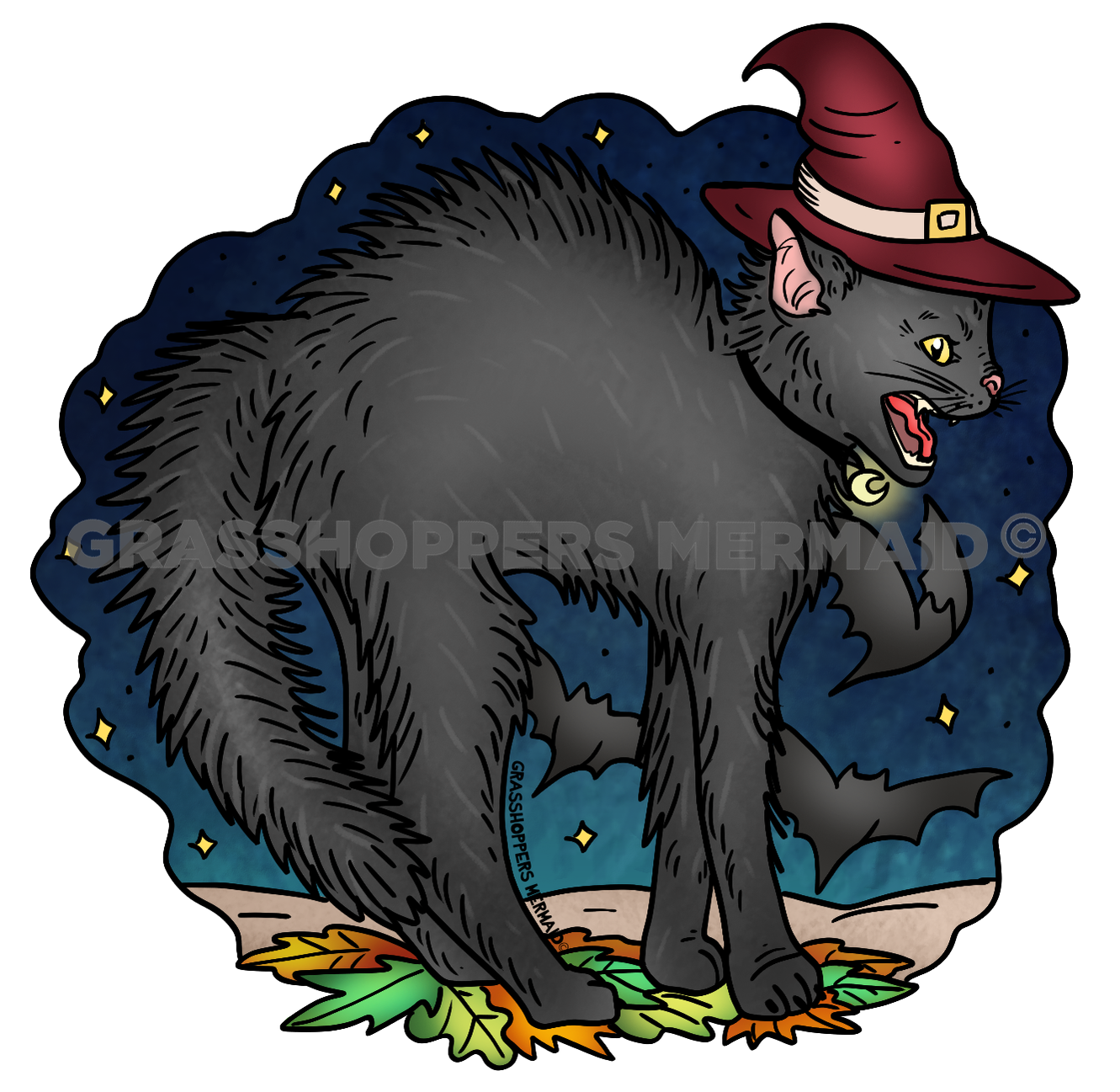 Arched Black Cat