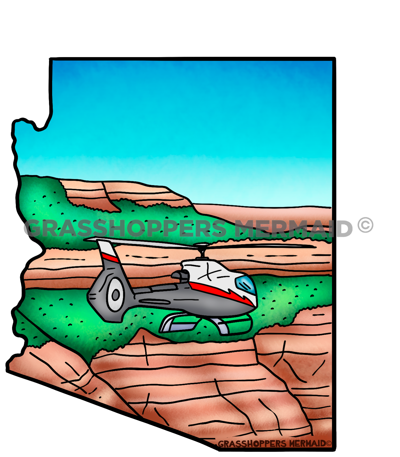 Arizona Map & Helicopter