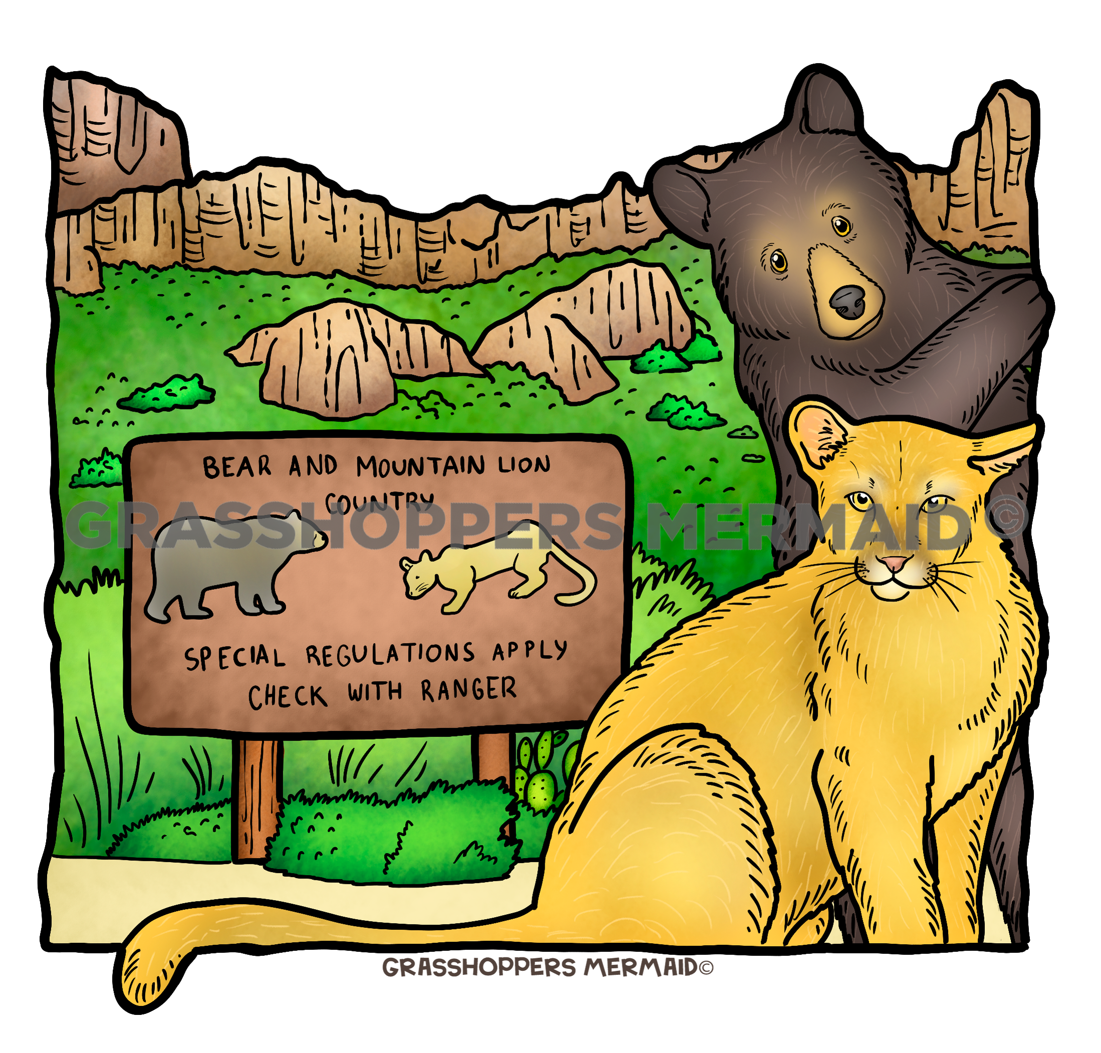 Bear & Mountain Lion Sign
