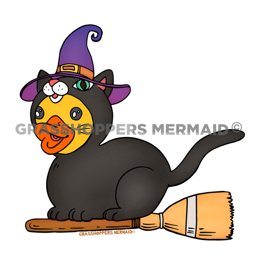 Black Cat Witch Duck