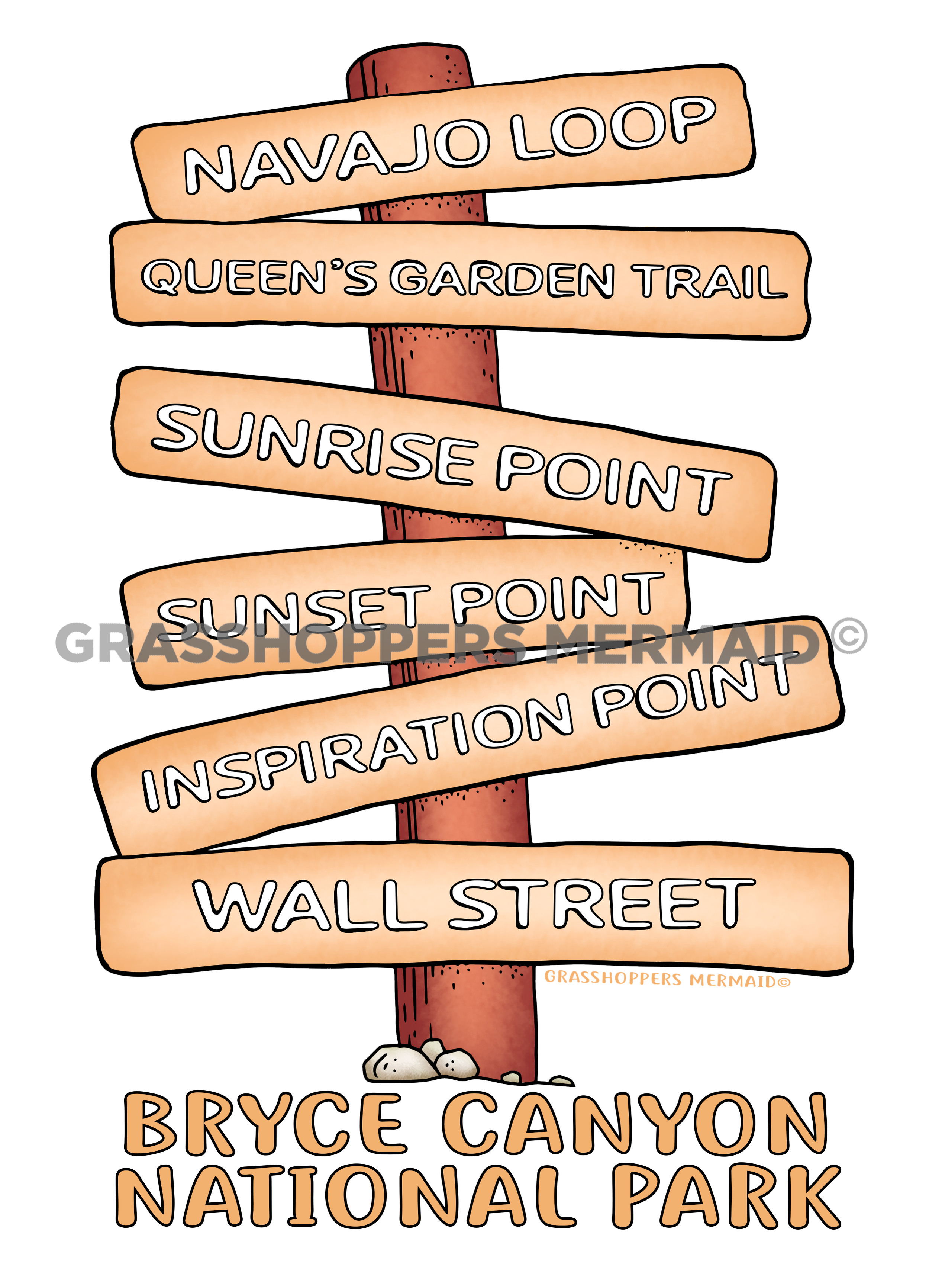 Bryce Trail Signs – Grasshopper's Mermaid