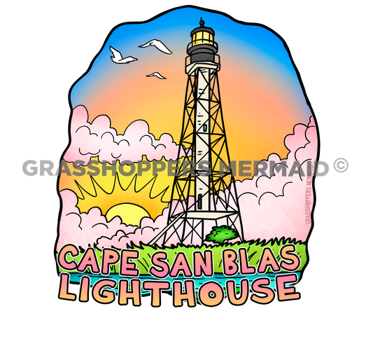 Cape San Blas Lighthouse Sticker | Waterproof Vinyl Sticker & Laptop Decal | Weatherproof Art