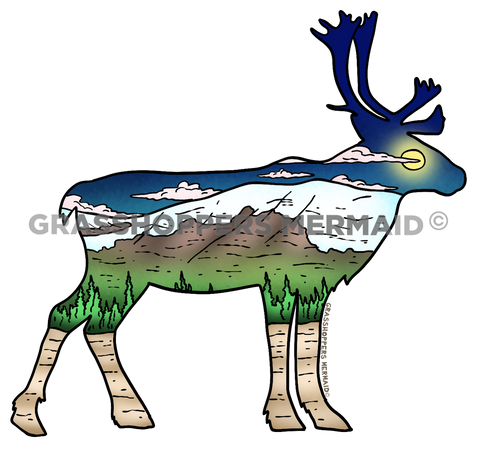 Caribou Outline Mountains