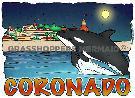 Coronado Hotel Orca Sticker | Waterproof Vinyl Sticker & Laptop Decal | Weatherproof Art
