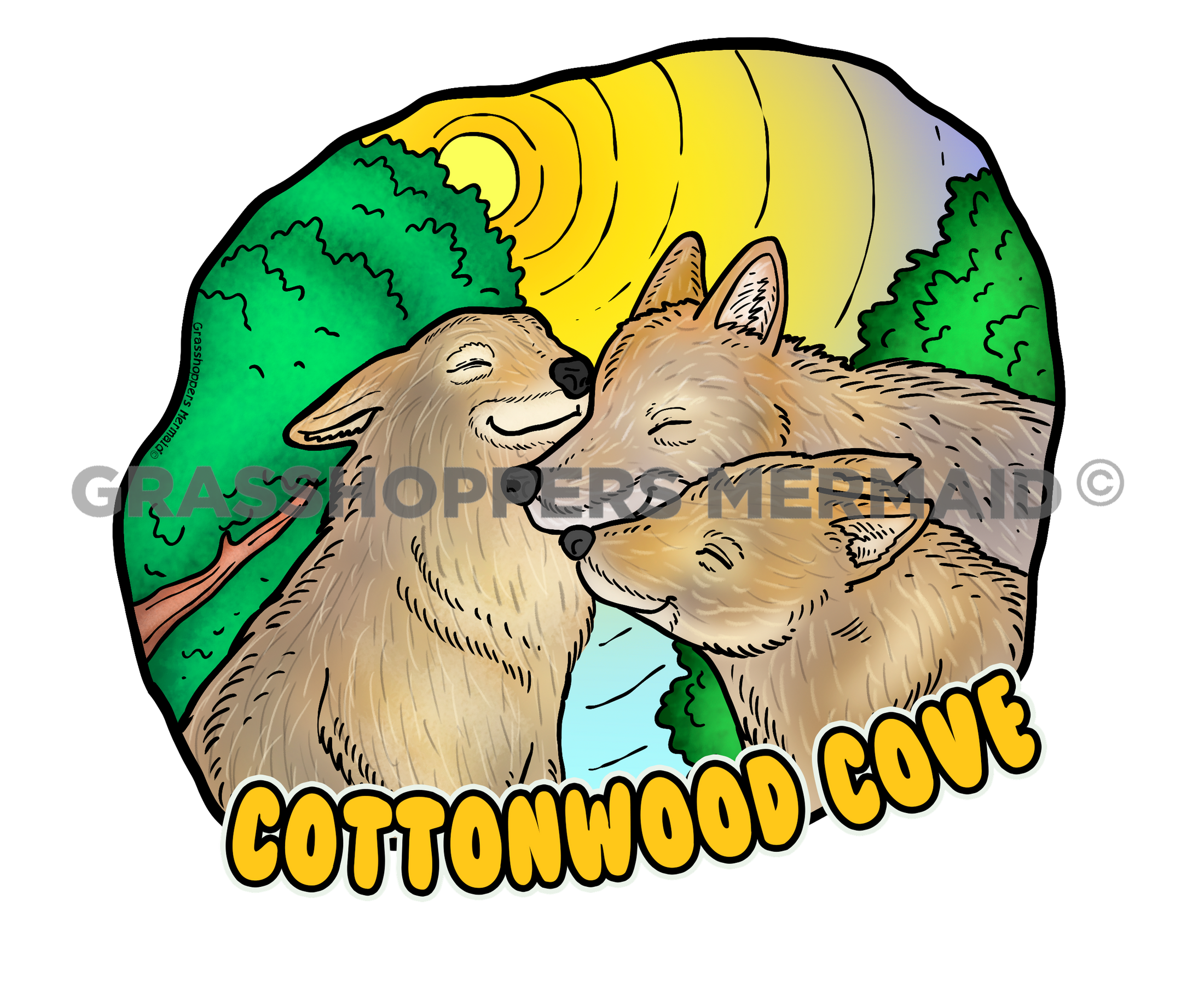 Coyote Snuggles - Wild Animal Sticker