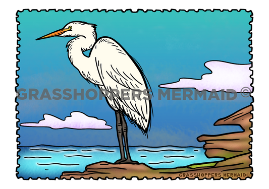 Egret Sticker | Waterproof Vinyl Sticker & Laptop Decal | Weatherproof Art