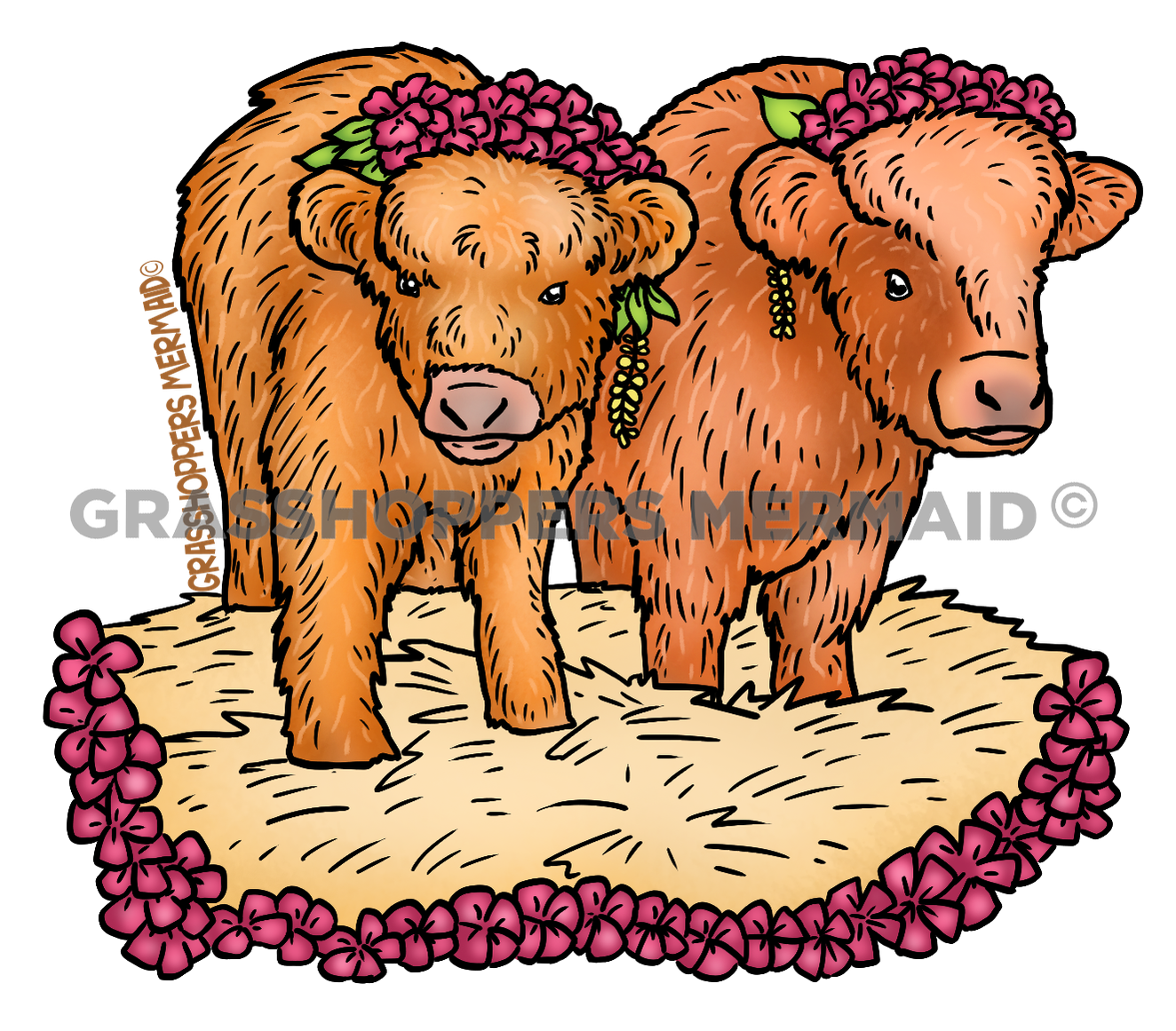 Flowery Highland Cows