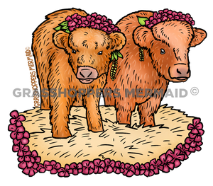 Flowery Highland Cows