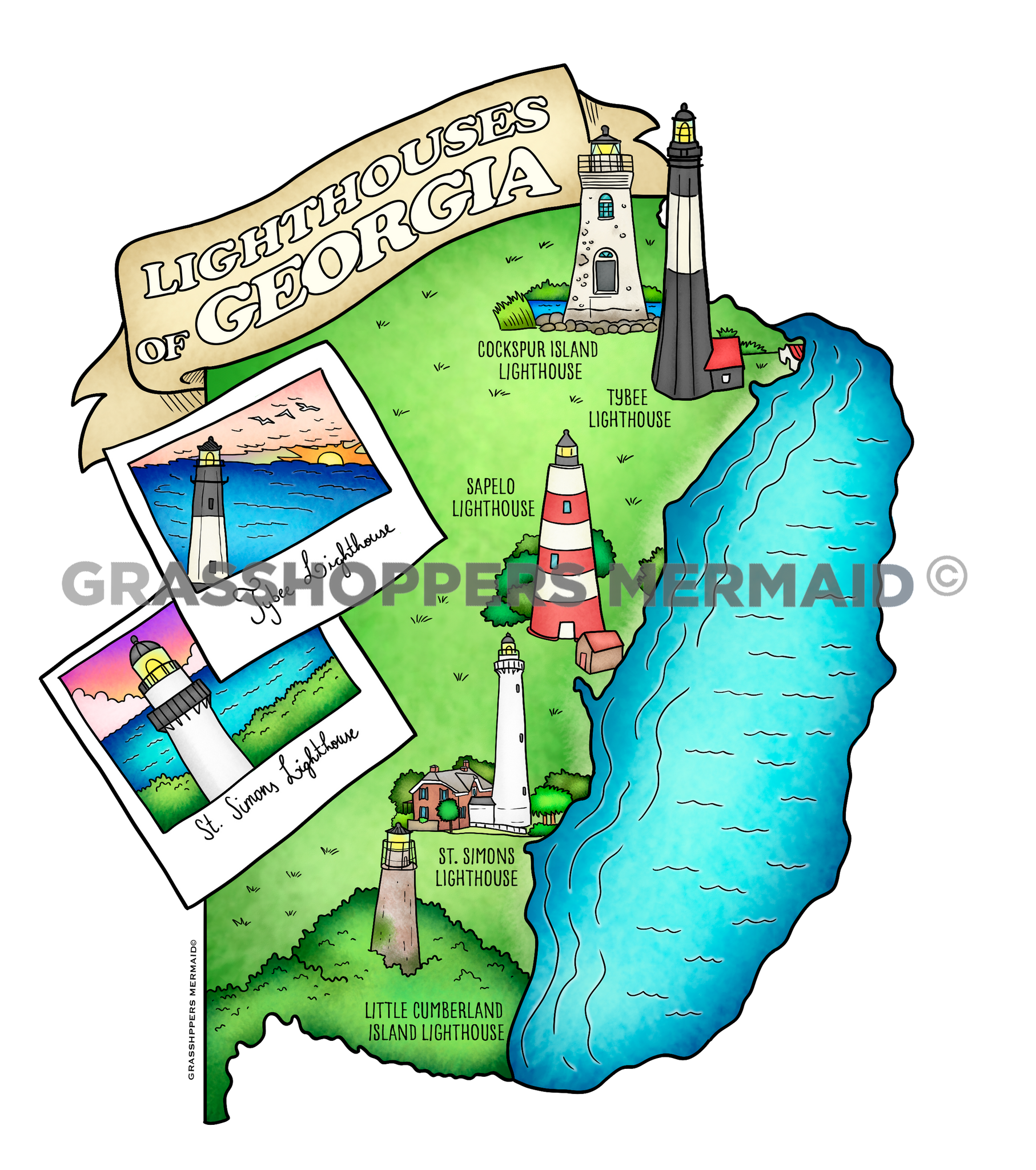 Georgia Lighthouse Map