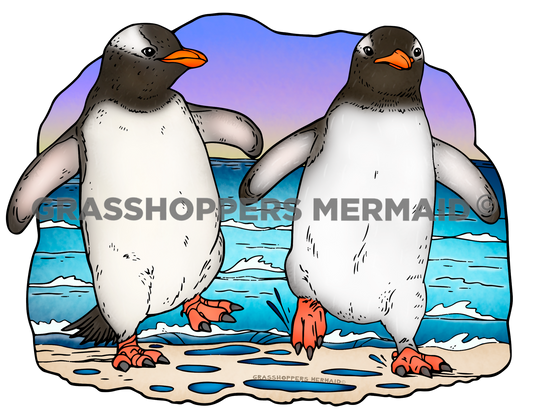 Gentoo Penguin Strut Sticker | Waterproof Vinyl Sticker & Laptop Decal | Weatherproof Art