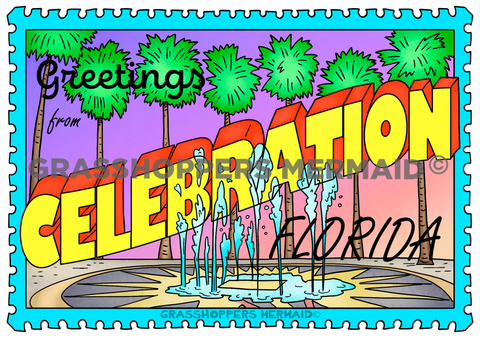 Celebration Florida Fountain Stamp