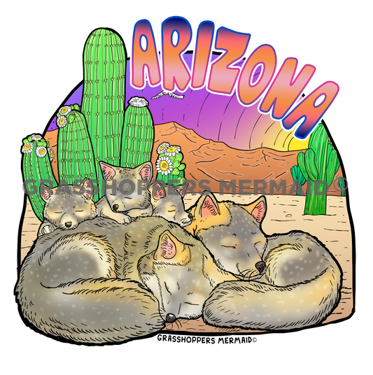 Grey Fox Family - Woodland Animal Sticker