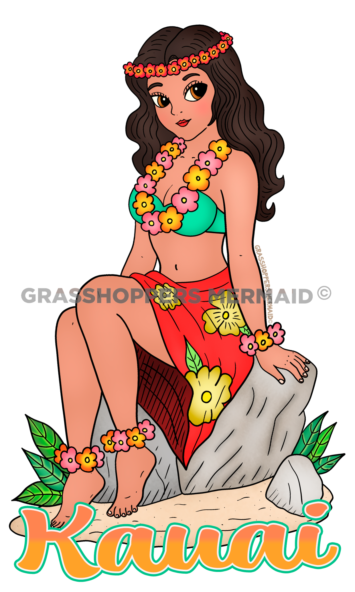 Hawaiian Pinup Seated