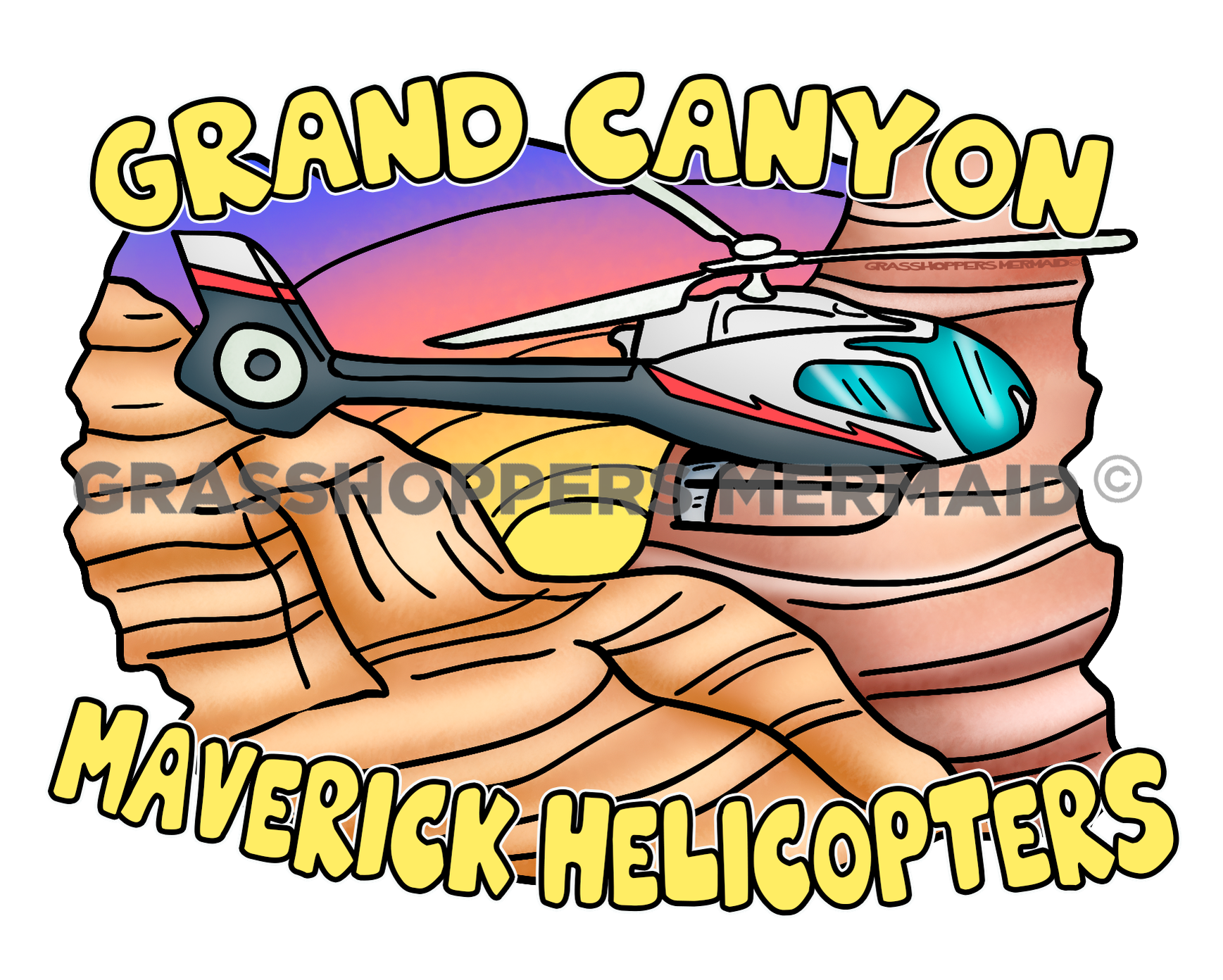 Helicopter Flying Over Canyon