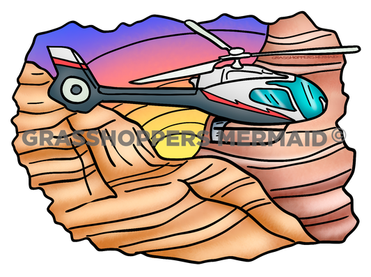 Helicopter Flying Over Canyon
