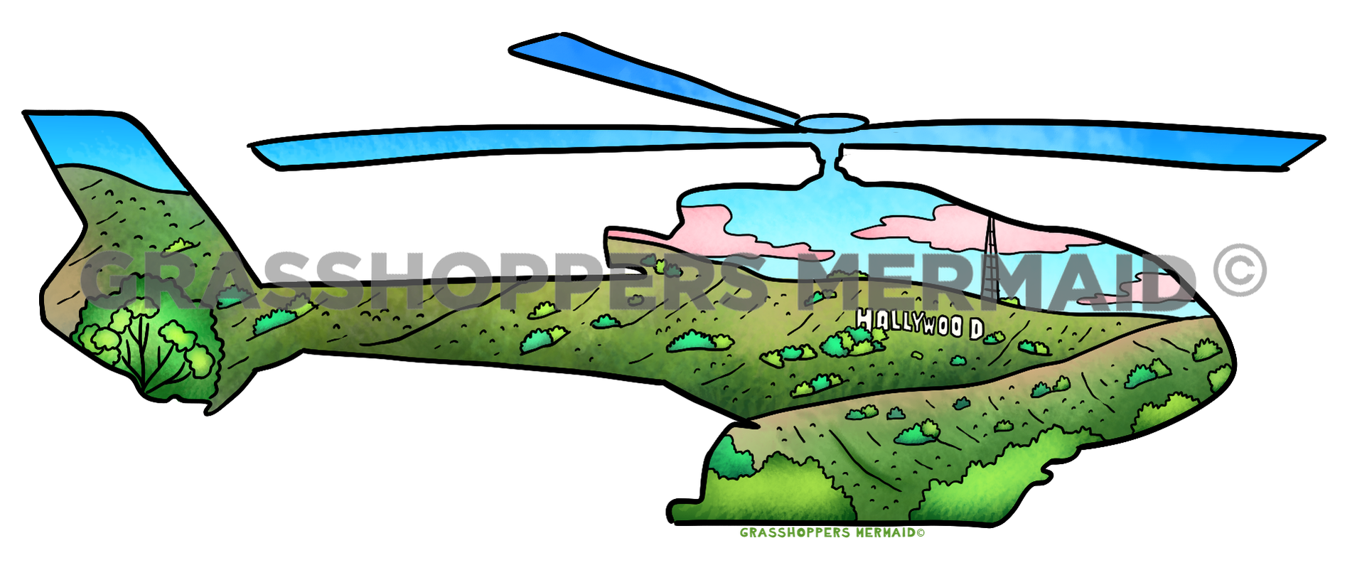 Helicopter Land & Sky Scene