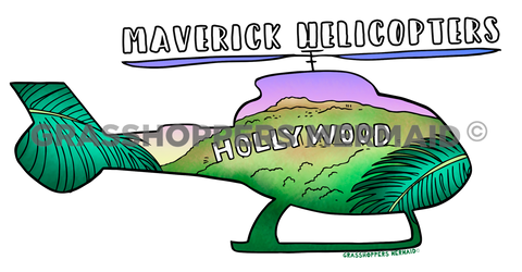 Helicopter Outline & Hollywood Sign