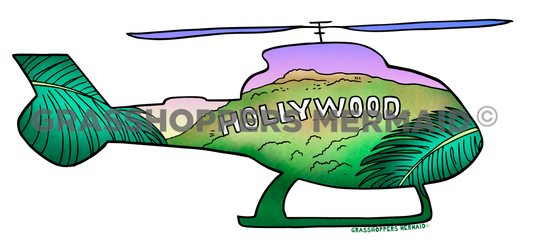 Helicopter Outline & Hollywood Sign