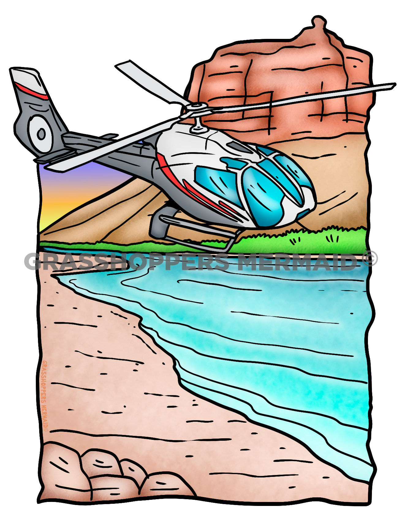 Helicopter Over River
