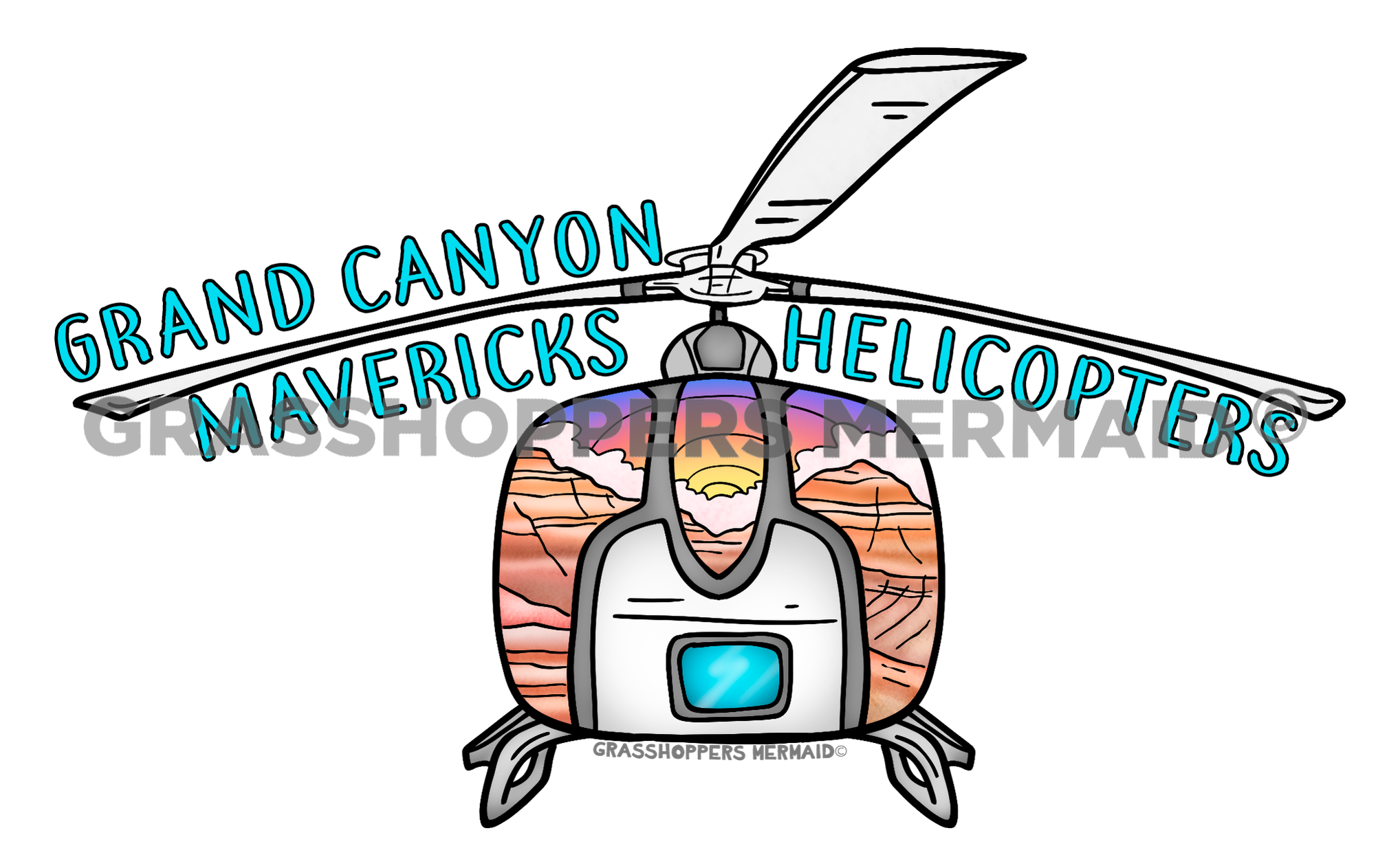Helicopter Sunset Front View