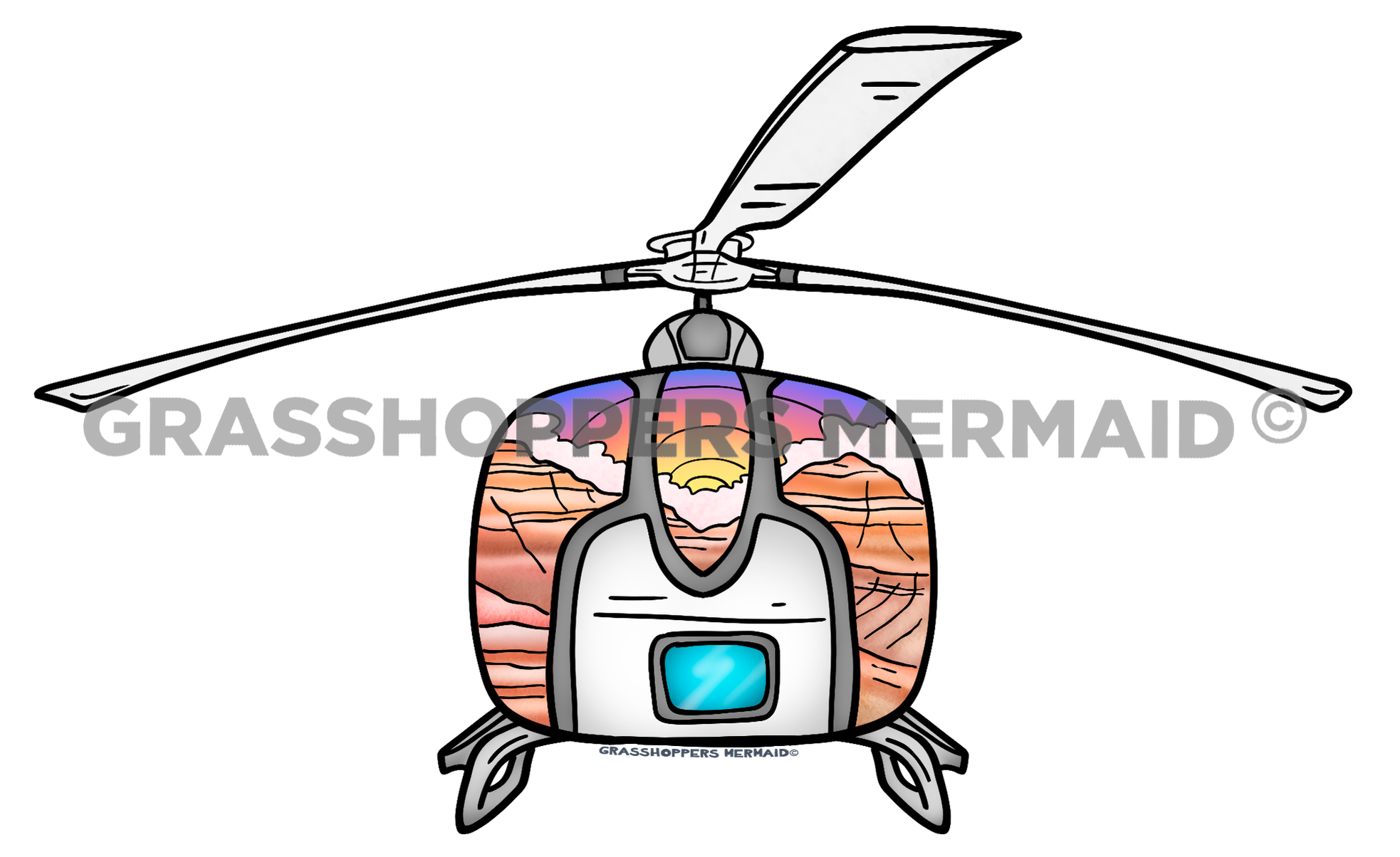 Helicopter Sunset Front View