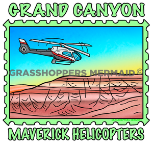 Helicopter & Canyon Stamp