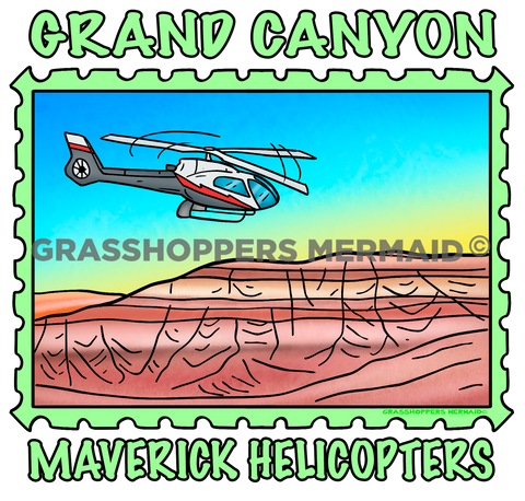 Helicopter & Canyon Stamp
