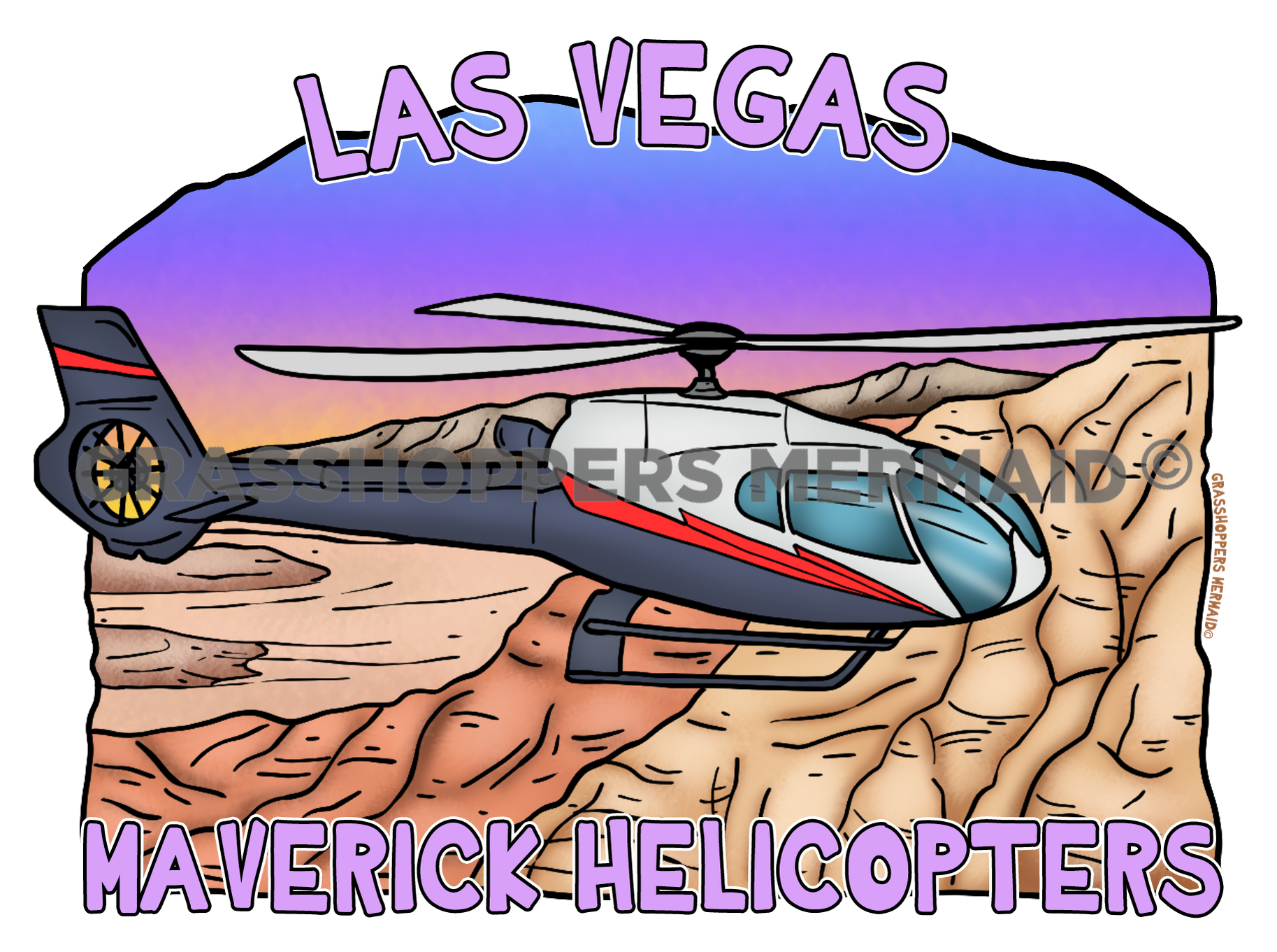 Helicopter & Purple Skies
