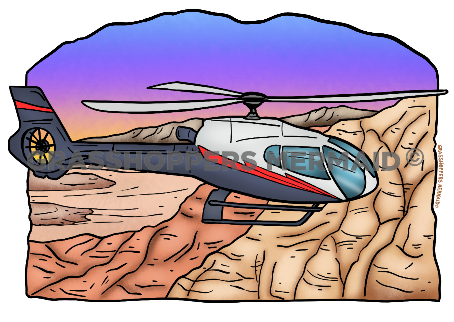 Helicopter & Purple Skies