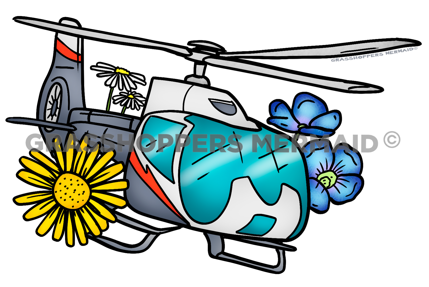 Helicopter & Wildflowers