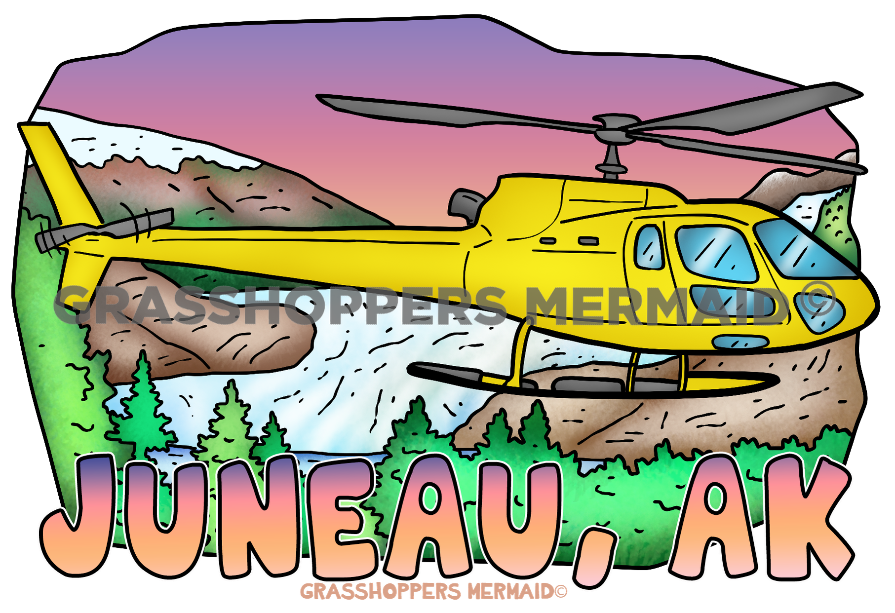 Helicopter & Glacier Sunset