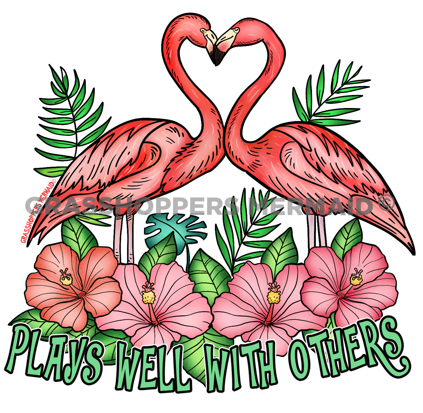 Hibiscus Flamingo Heart