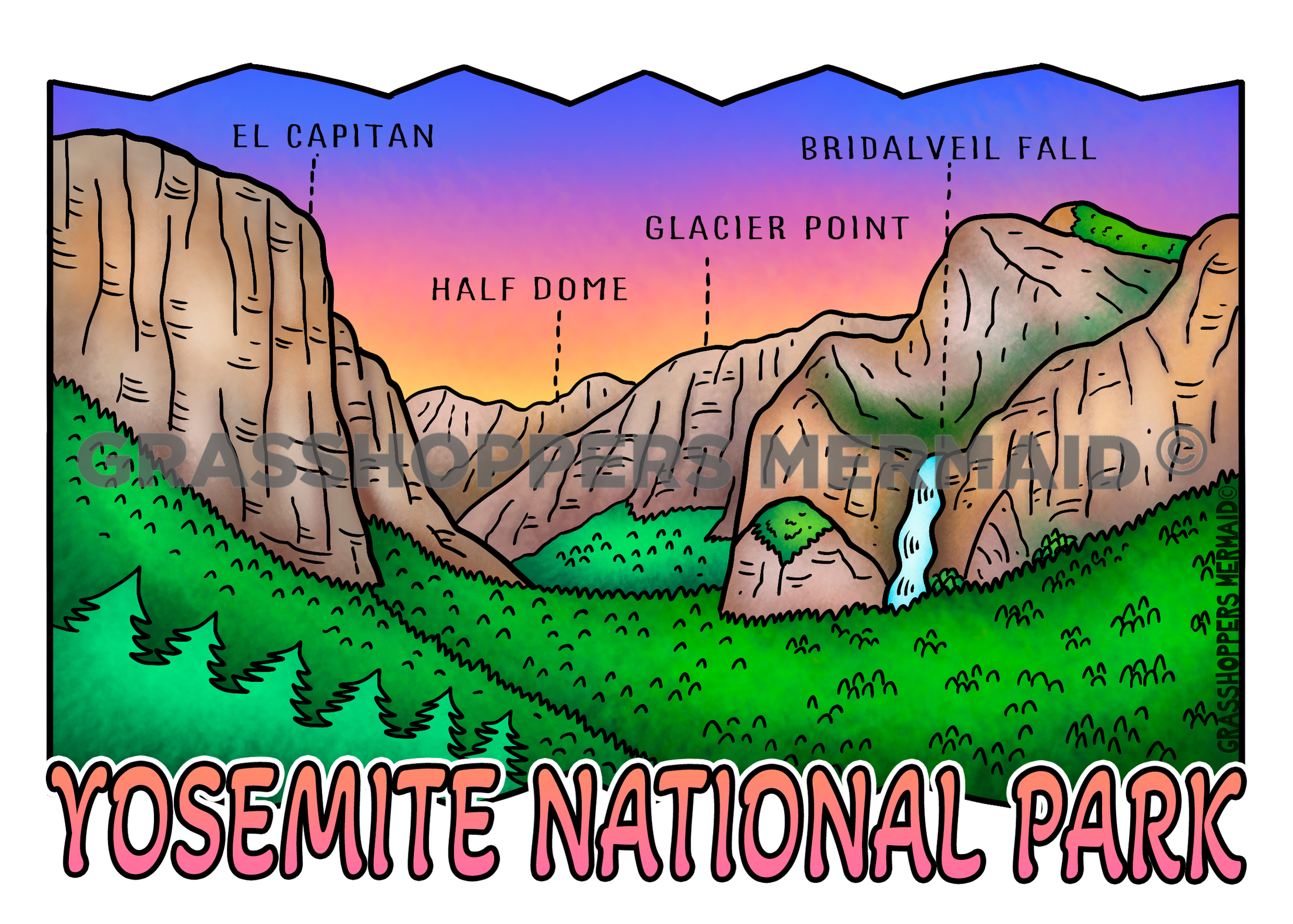 Yosemite Peak Map Sunset