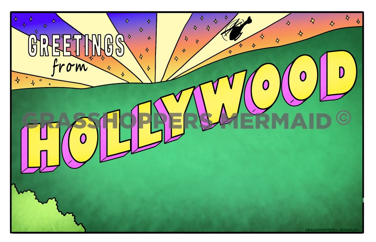 Hollywood Postcard Sticker | Waterproof Vinyl Sticker & Laptop Decal | Weatherproof Art