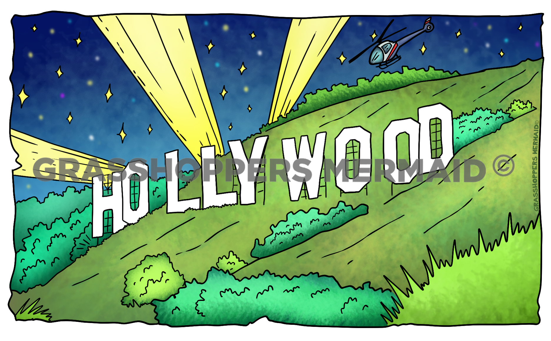 Hollywood Sign Spotlights
