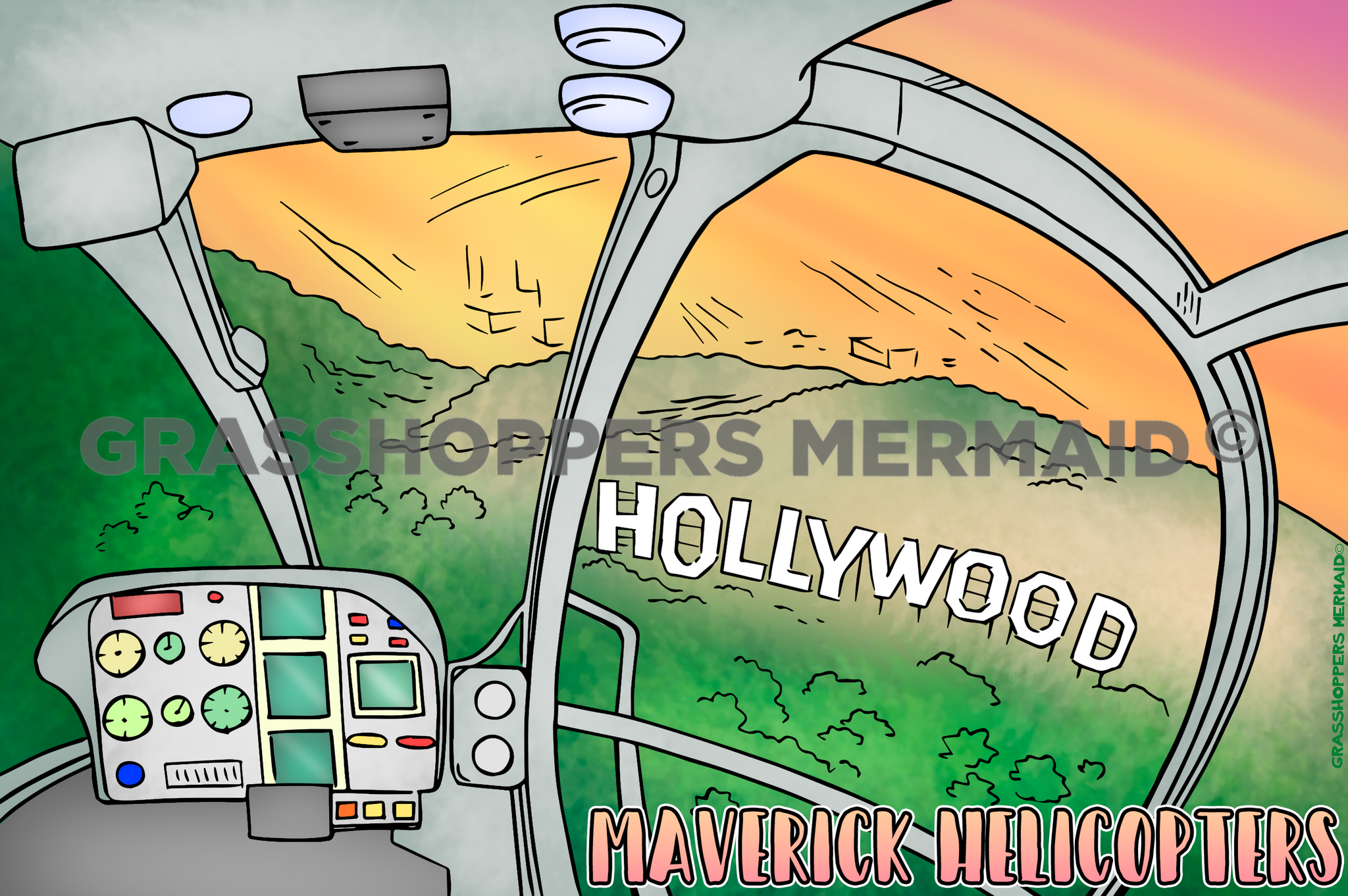 Hollywood Sign View from Helicopter