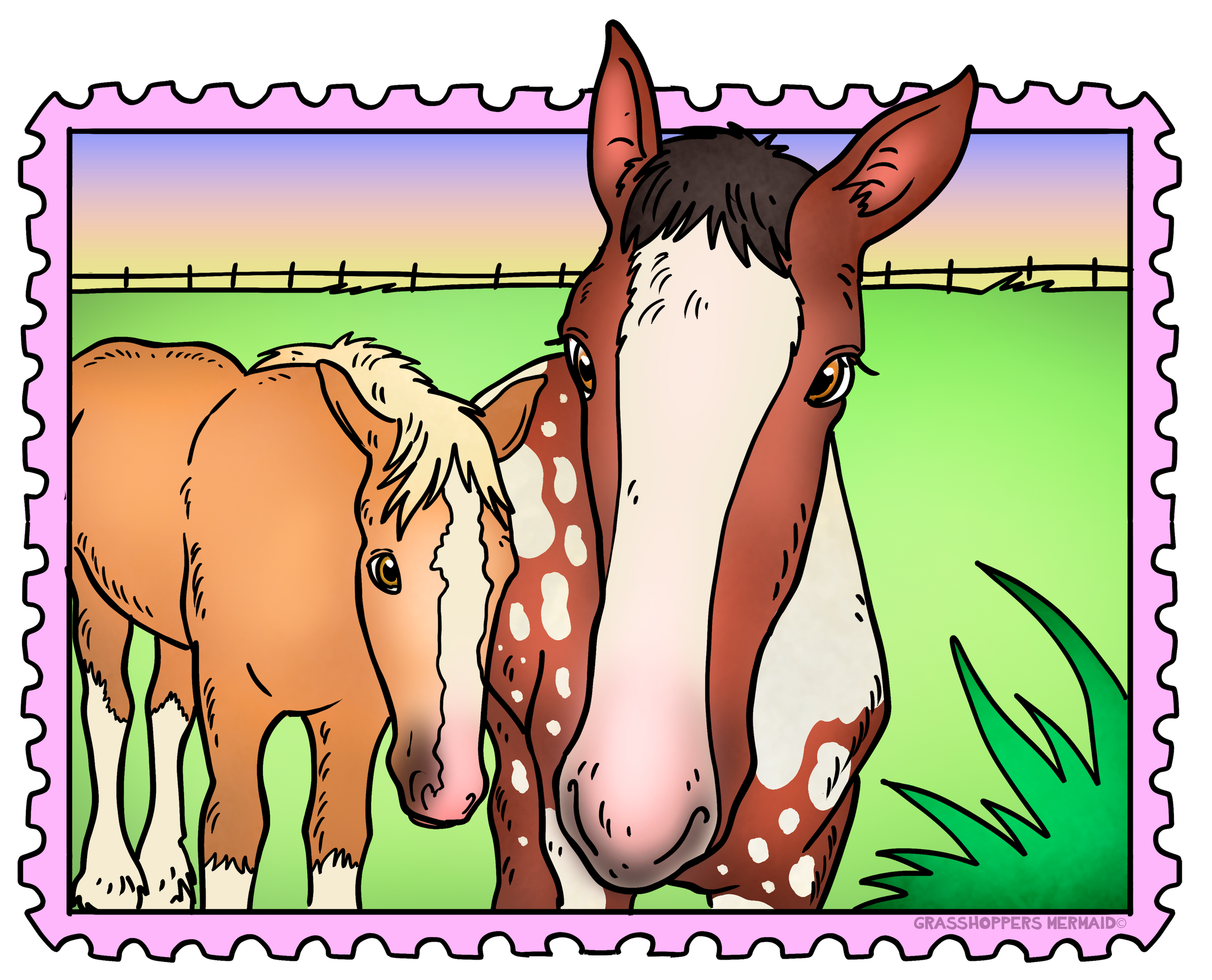 Horse Family Stamp