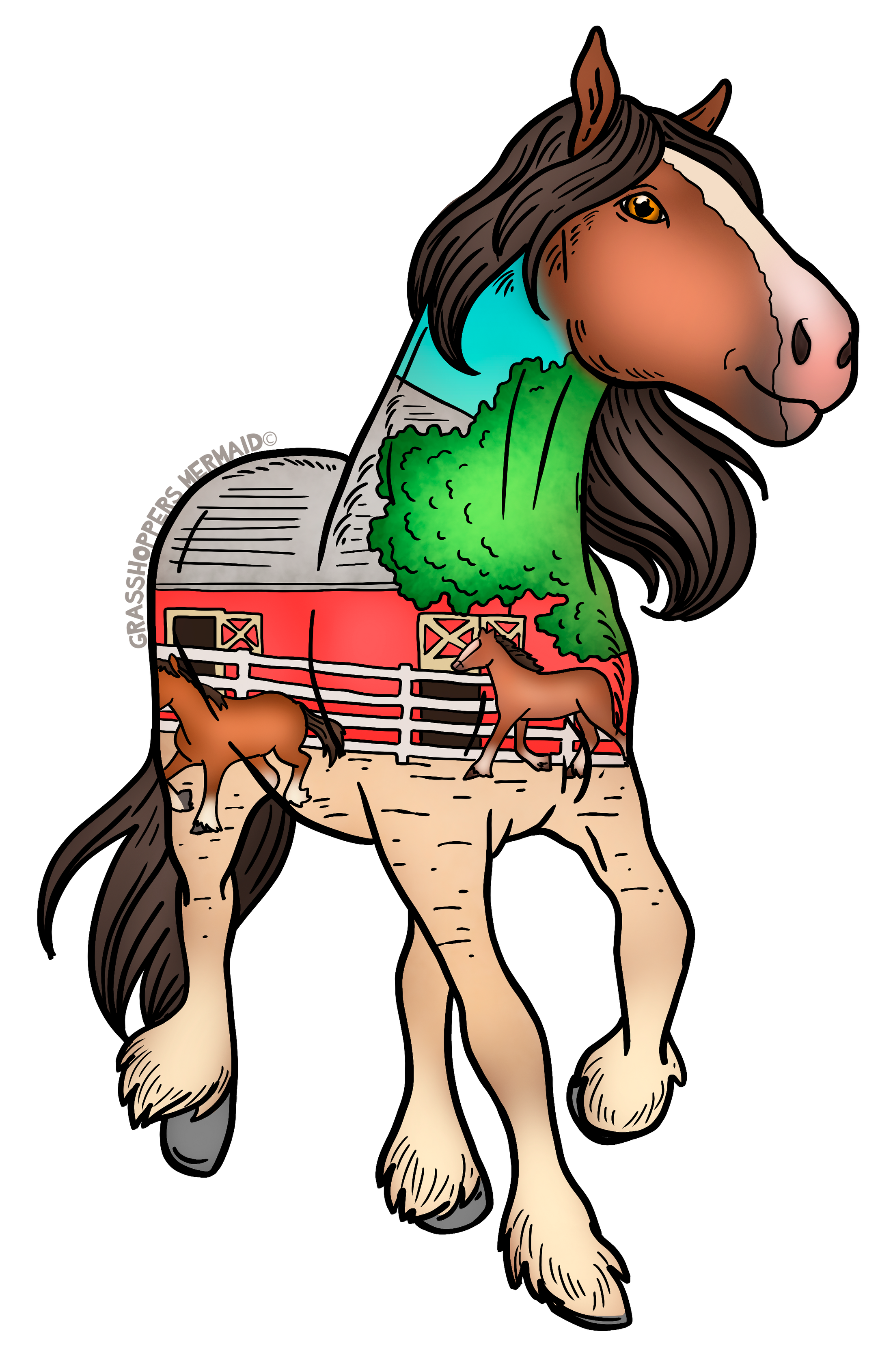 Horse Farm Scene