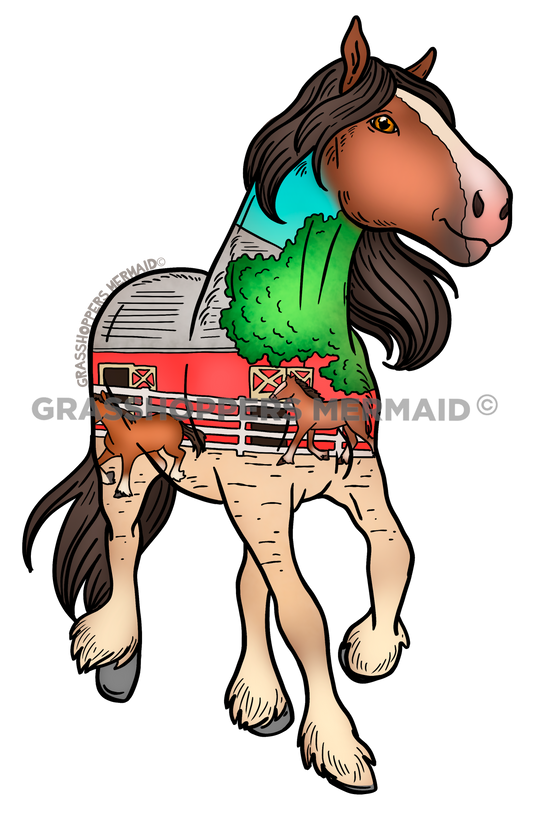 Horse Farm Scene