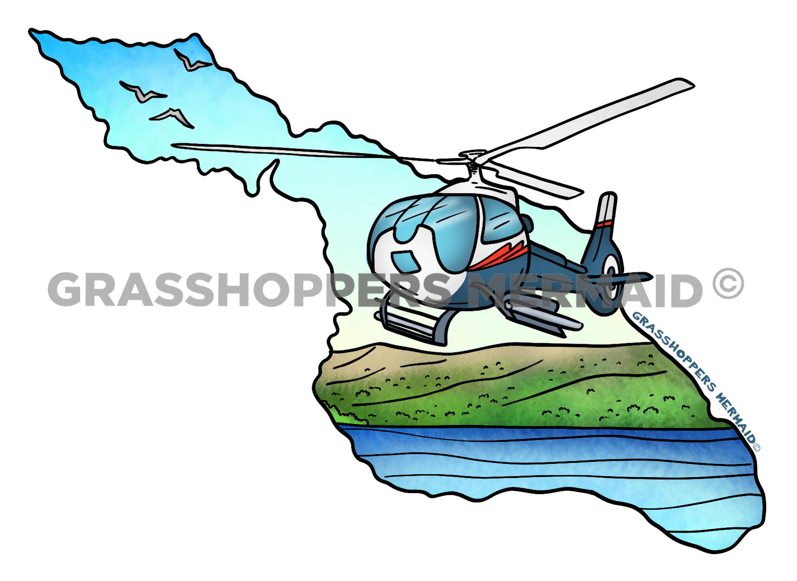 Island Outline Helicopter