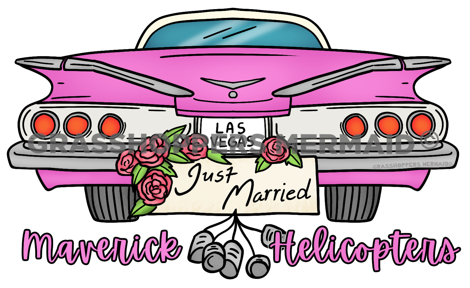 Just Married Pink Car