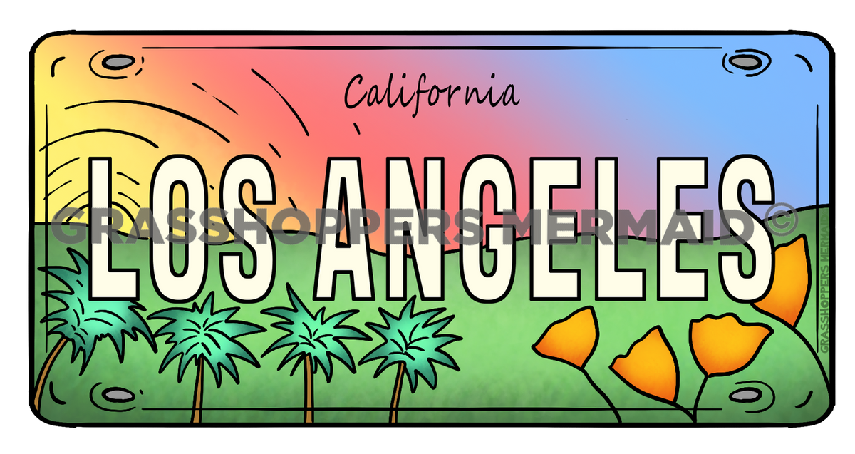 LA License Plate Sticker | Waterproof Vinyl Sticker & Laptop Decal | Weatherproof Art