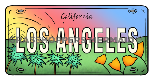 LA License Plate Sticker | Waterproof Vinyl Sticker & Laptop Decal | Weatherproof Art