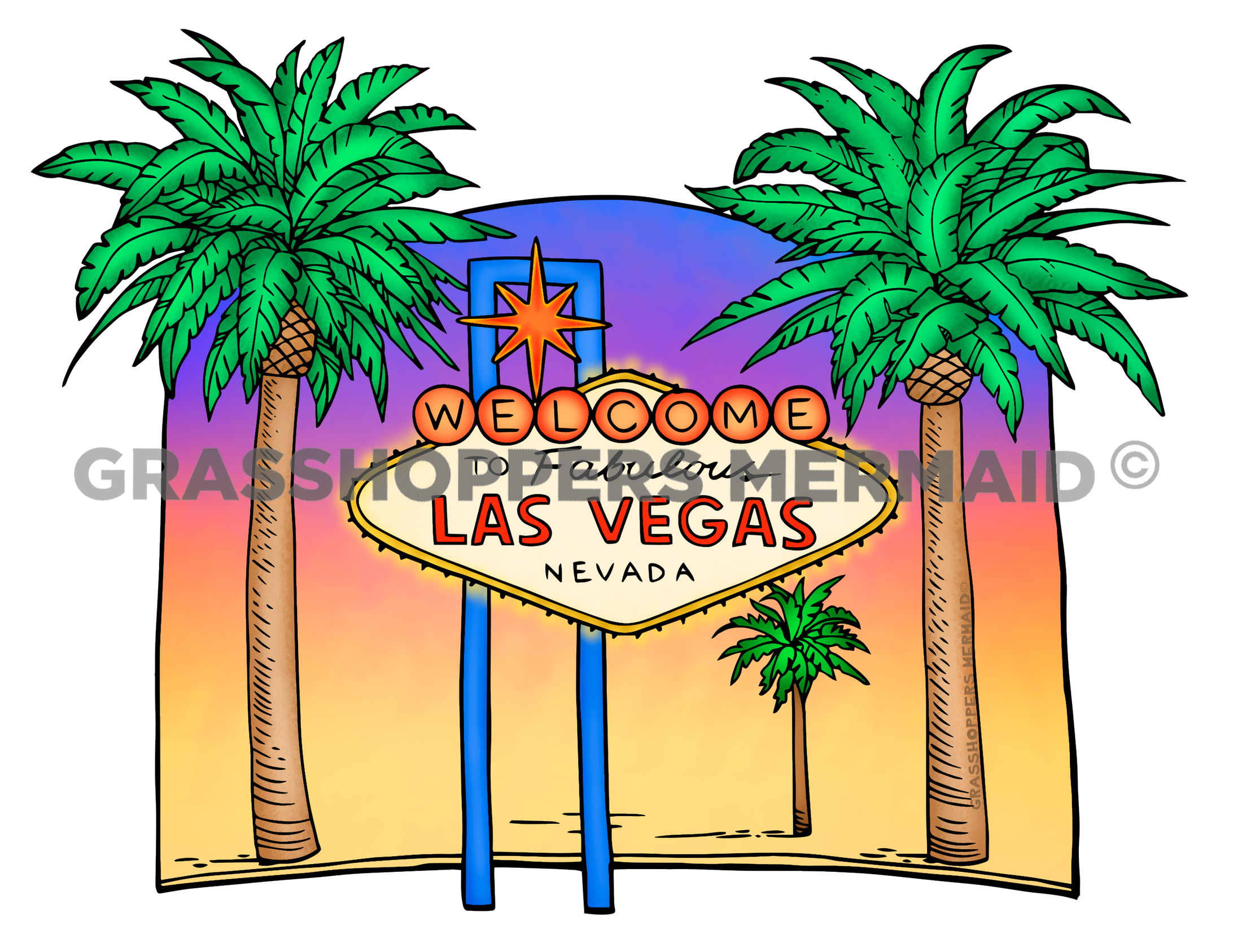 Las Vegas Sign with Palm Trees