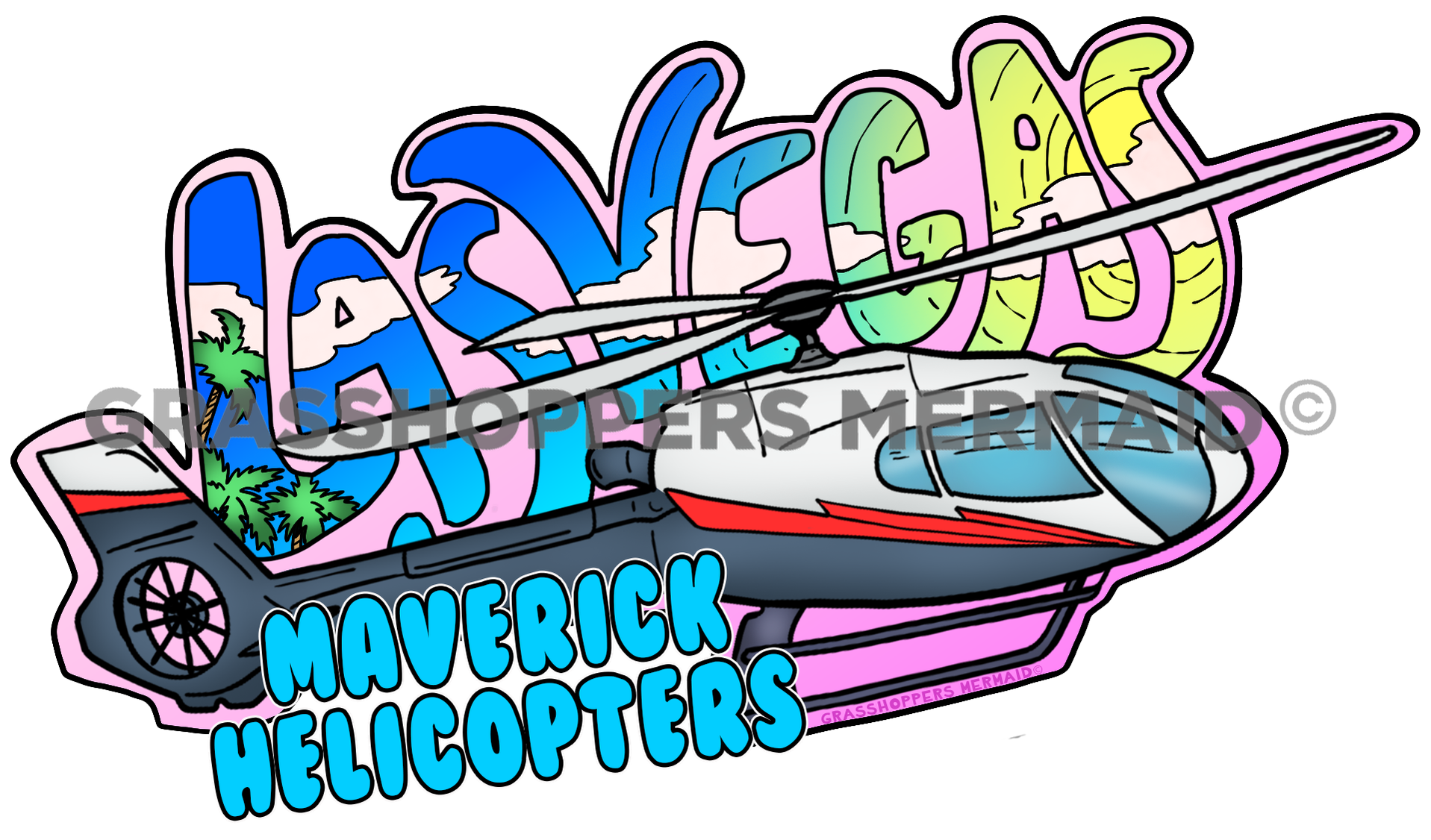 Las Vegas Text with Helicopter