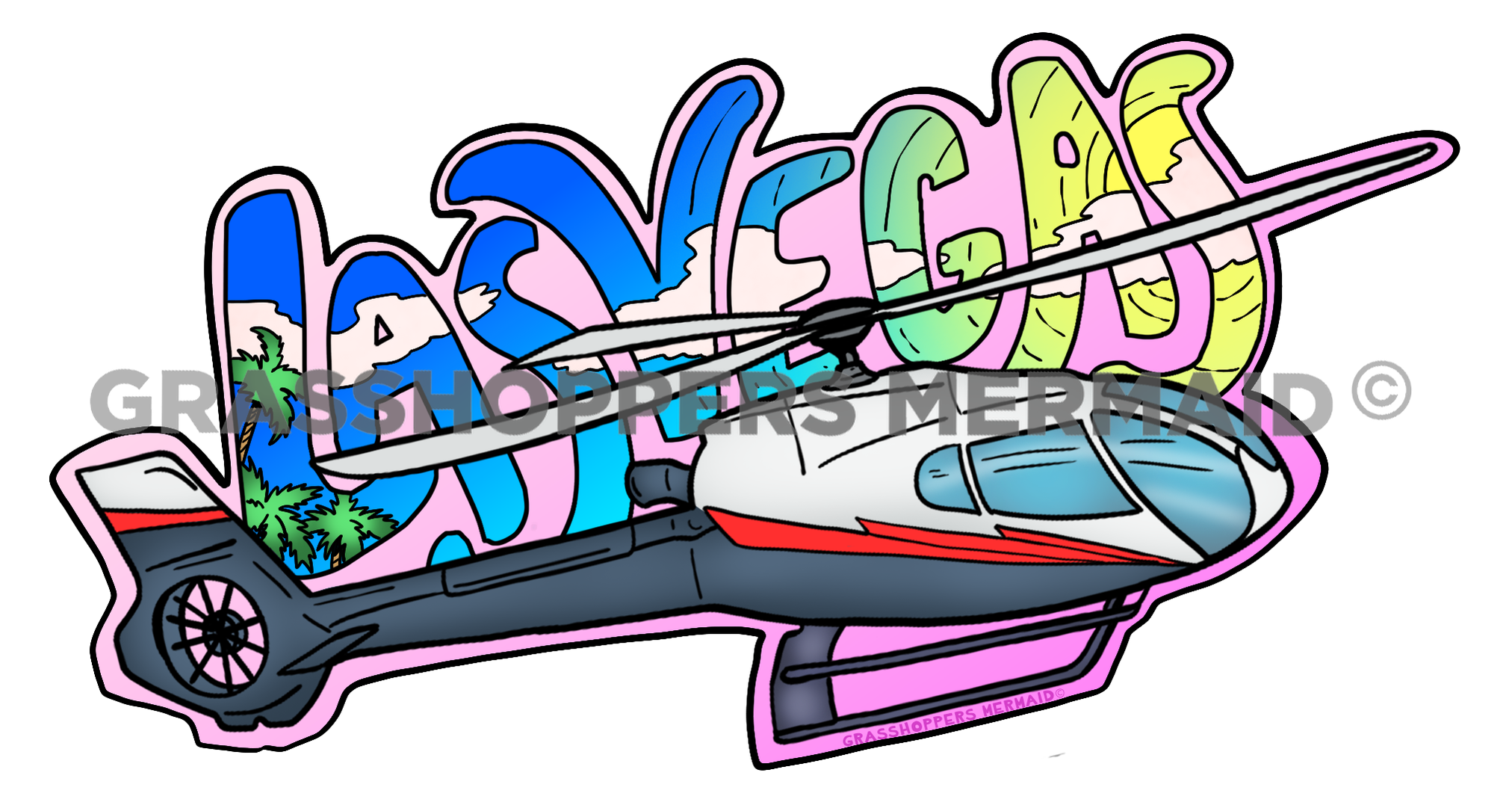 Las Vegas Text with Helicopter