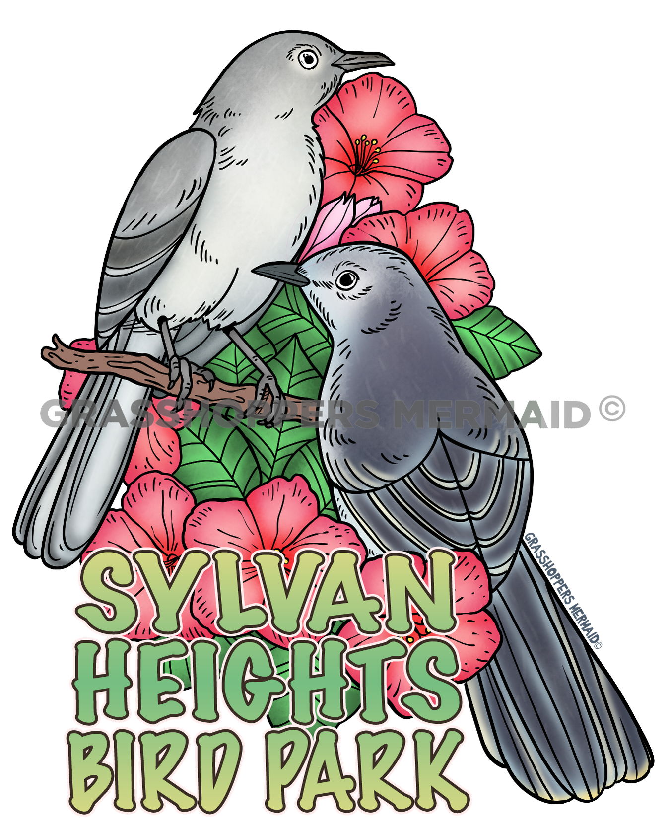 Mockingbird & Flowers