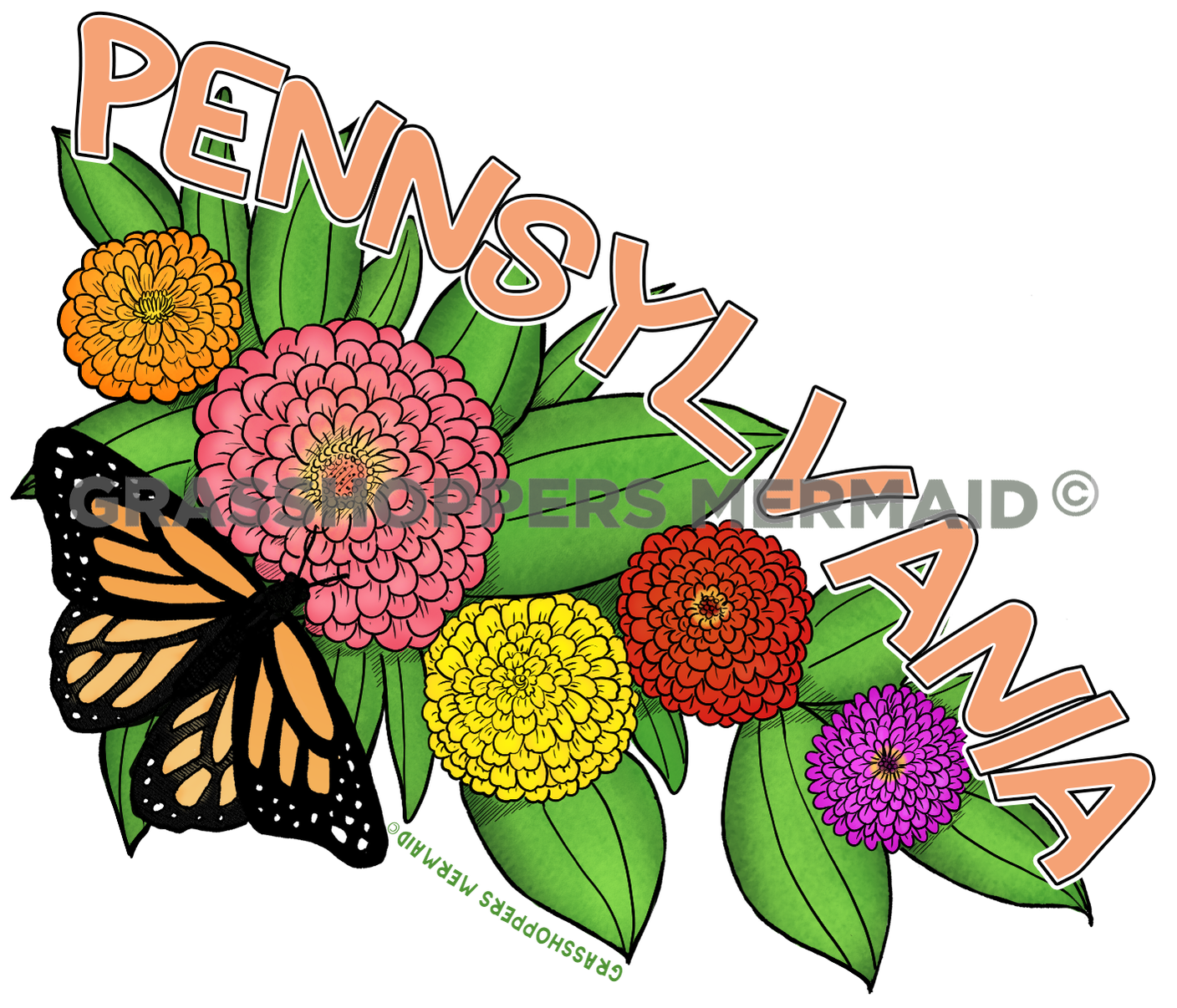 Monarch Zinneas