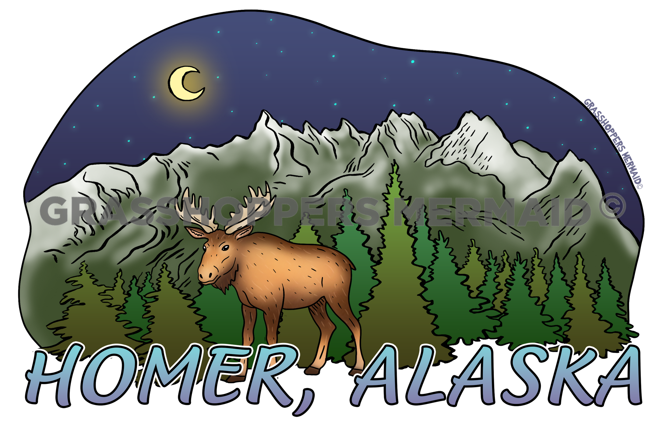 Moose Night Mountains